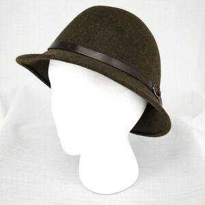 Filippo Catarzi Hat Womens Brown Wool Fedora Bucket Leather Strap Made in Italy